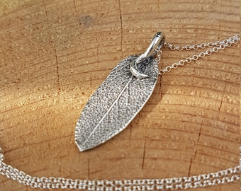 Sage leaf necklace - fine silver necklace