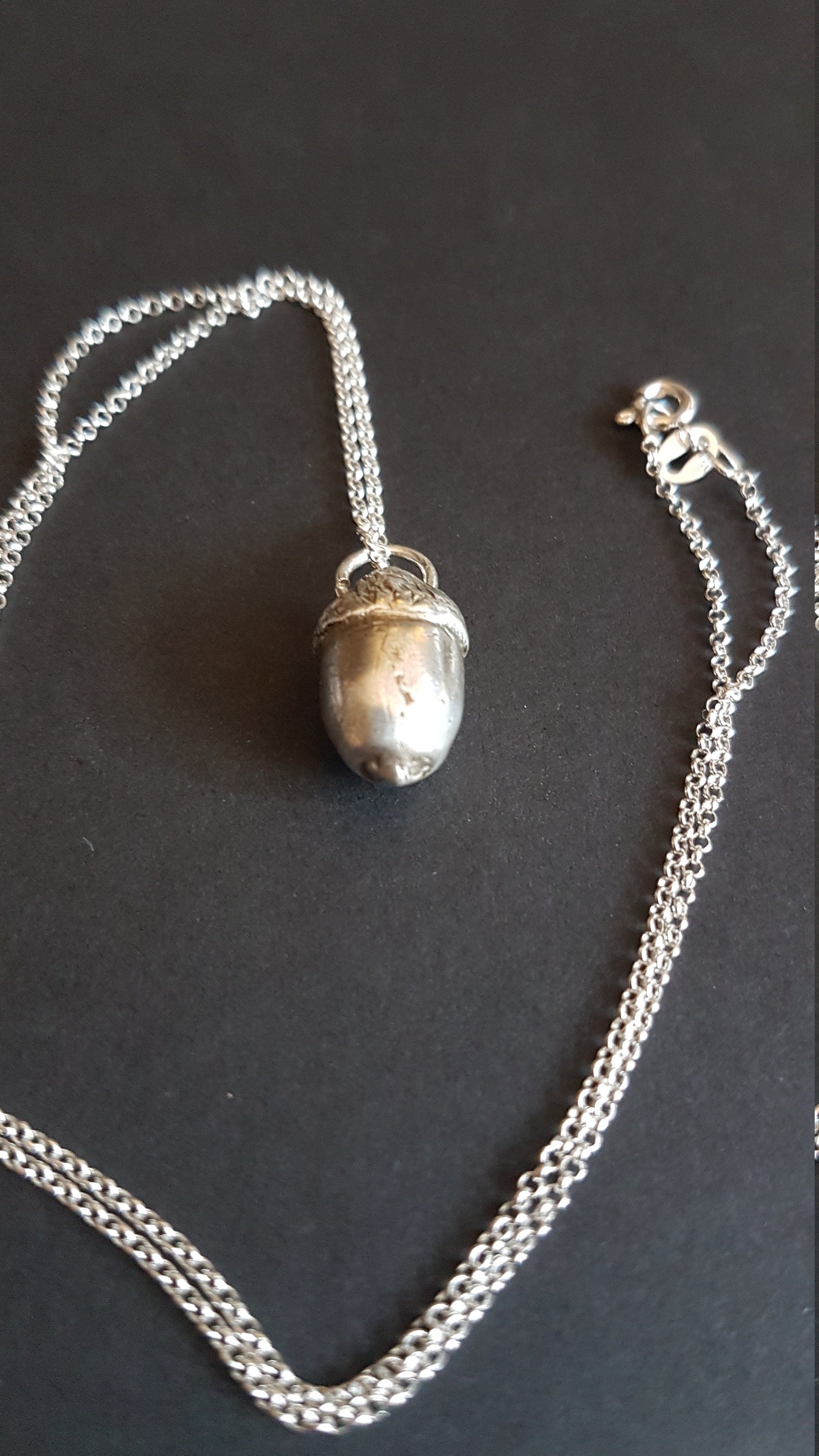Silver Acorn Necklace - Acorn charm