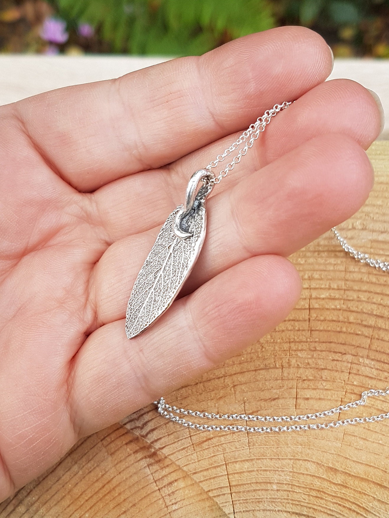 Sage leaf necklace fine silver necklace Etsy