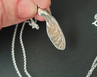 Silver Sycamore Seed Necklace - helicopter seed