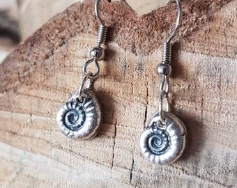 Boucles d'oreilles en argent fossile