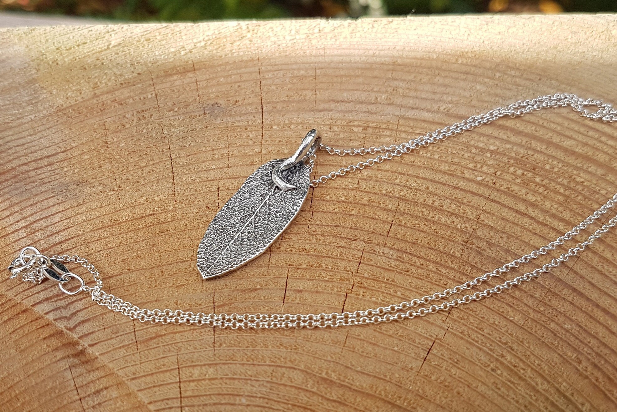 Sage leaf necklace fine silver necklace Etsy
