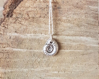 Delicate Ammonite Fossil Silver Necklace