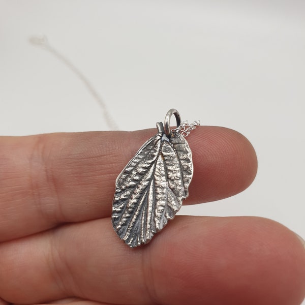 Witch Hazel Tree Leaf Necklace - double sided