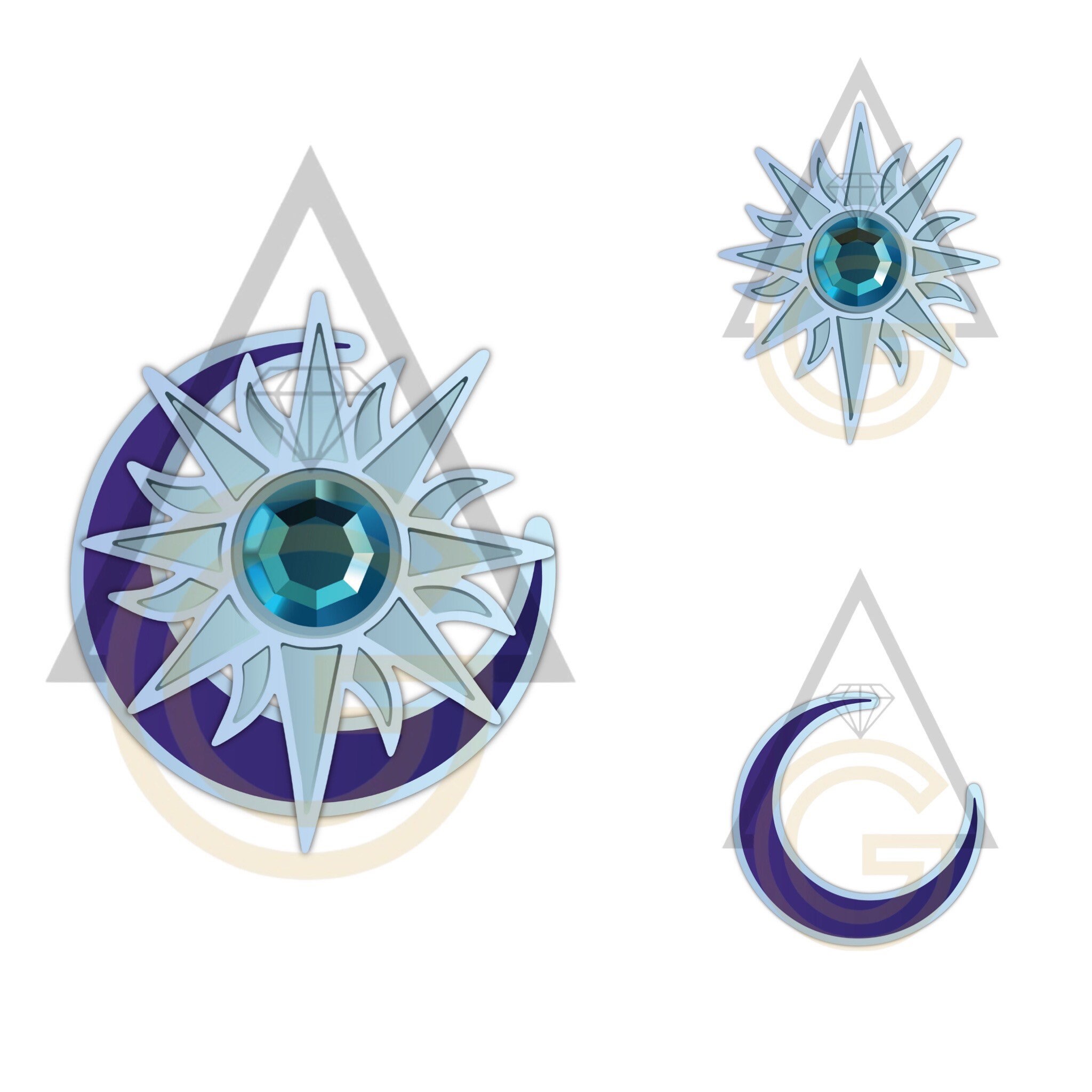 3 Pegatinas Twitches Sol Luna Y Sol Luna Etsy Mexico