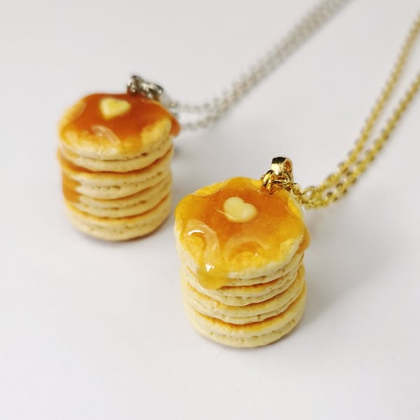 Stack of pancakes with syrup / different colors / necklace