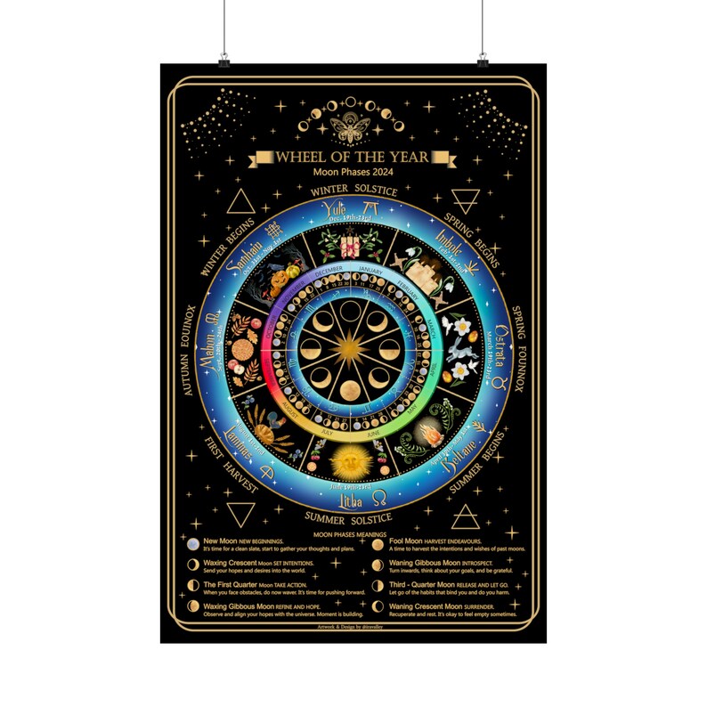 Wheel of the Year / Lunar Calendar 2024 Moon Phases/ Etsy Australia