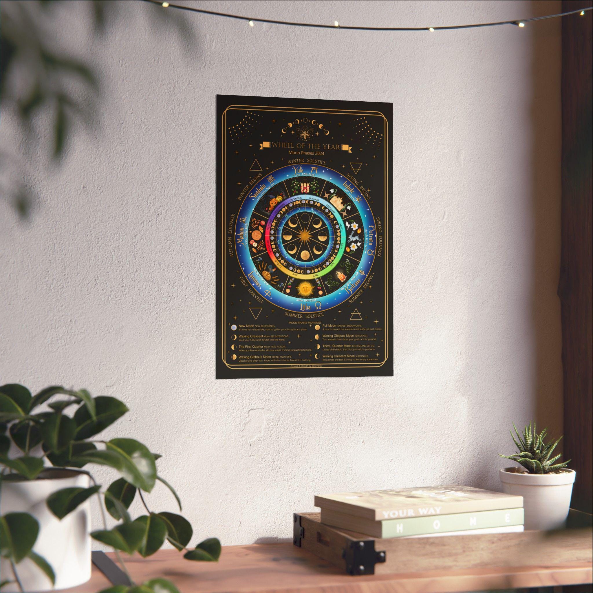 Wiccan Wheel of the Year / Lunar Calendar 2026 ~ Moon Phases/ Seasonal ...