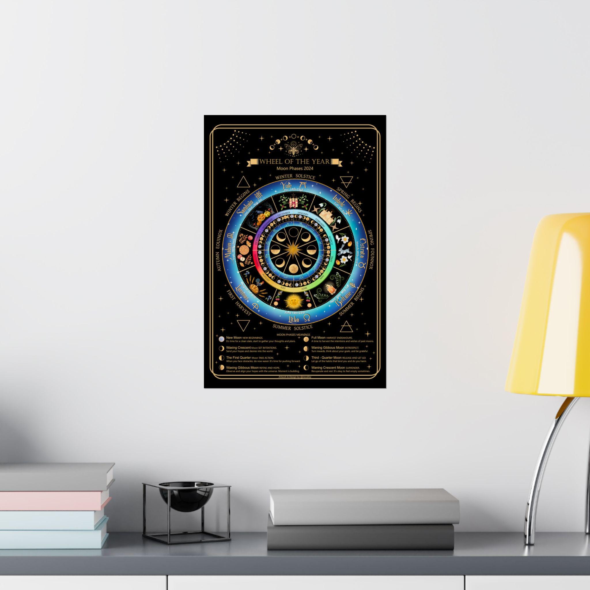 Wiccan Wheel of the Year / Lunar Calendar 2026 ~ Moon Phases/ Seasonal ...