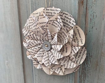 A Christmas Carol by Charles Dickens Book Page Tree Ornament