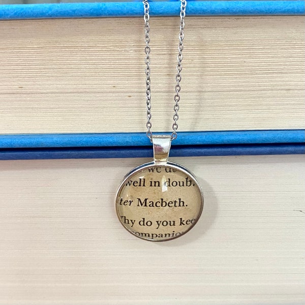 Macbeth by Shakespeare Book Page Necklace