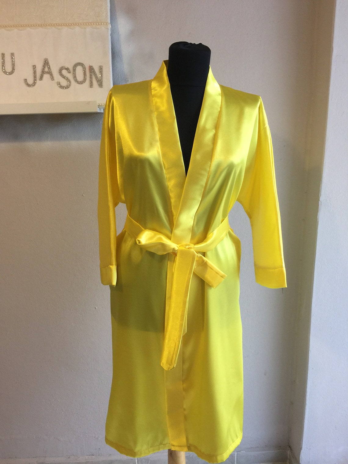 YELLOW Color Personalized Satin Bridal Party Robe With Etsy