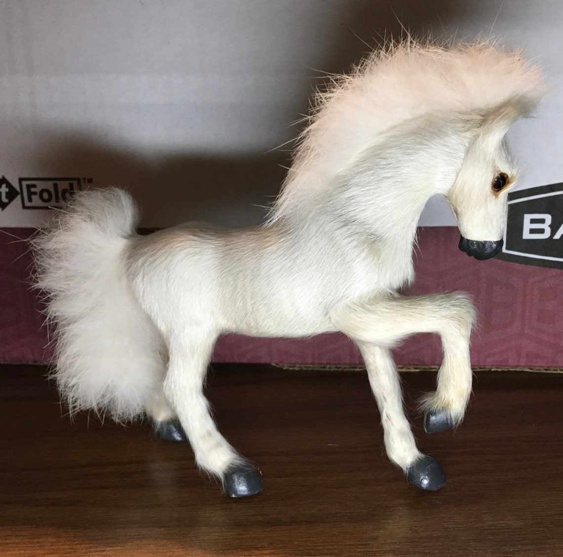 Vintage Fur Horse Figurineminiature White RARE Prancing Pony Etsy