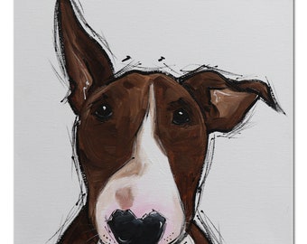 Acrylgemälde auf Leinwand 30 x 30 cm Bullterrier * Hundeportrait * Hund * Haustier