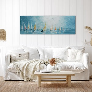 REGATTA acrylic painting picture art decoration modern abstract structure canvas unique piece original painting artist sea sailboat image 7