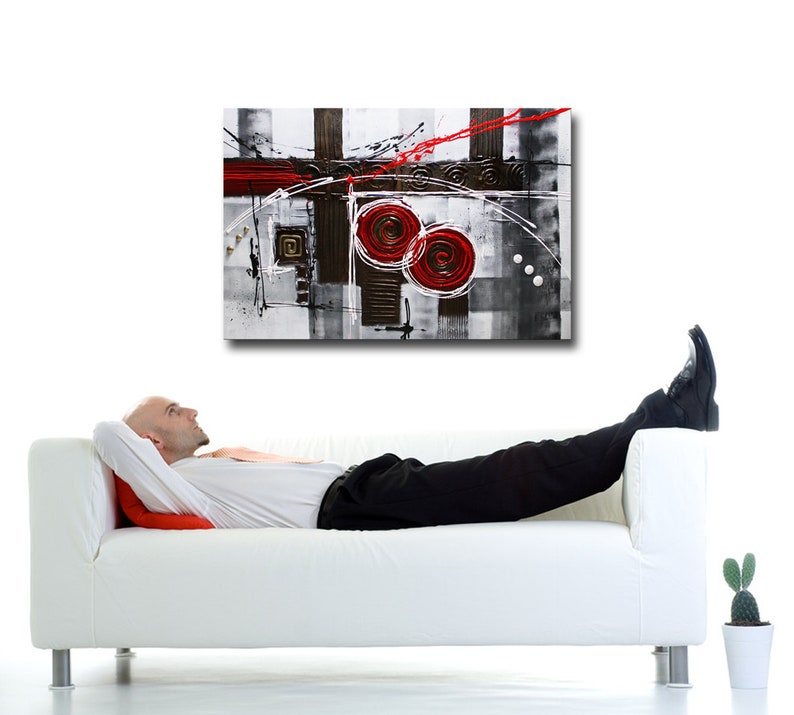 RED & COPPER Acrylgemälde 120 x 80 cm auf Leinwand Struktur Dekoration Malerei auf Leinwand moderne zeitgenössische Kunst Bild 5