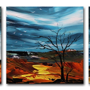 HERBST acrylic painting on canvas abstract modern art unique handmade artwork wall decoration landscape autumn image 2