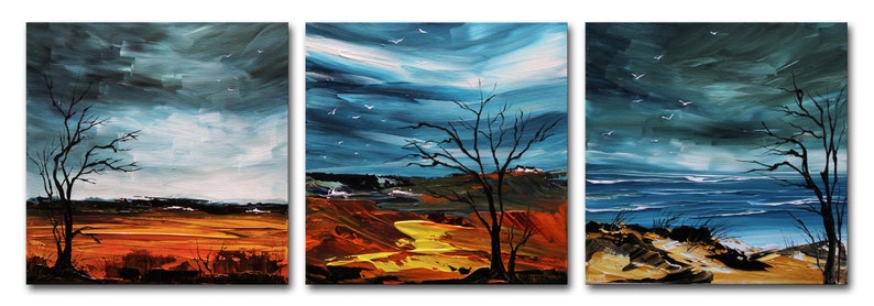 HERBST acrylic painting on canvas abstract modern art unique handmade artwork wall decoration landscape autumn image 2