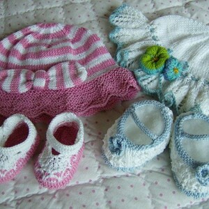 Shades of Summer - 2 x Baby sun hats and bootees, shoes - Easy Knitting Pattern