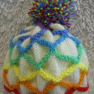Rainbow Tucks - Adult/Child Easy DK Hat Knitting Pattern