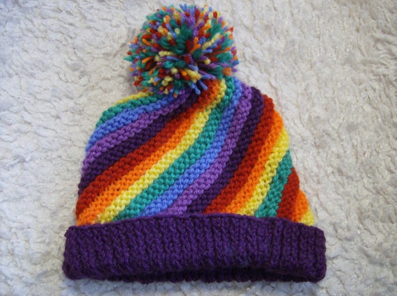 帽子 y.a.r.n kint hat Rainbow Swirl Hat Adult/child - Easy Chunky Knit Knitting