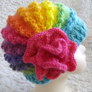 Rainbow Dancer Adult/Child Hat  DK Knitting Pattern