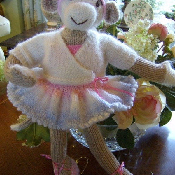 Mischa Monkey Ballerina+ Munc + Clothes - Easy soft Toy Knitting Pattern