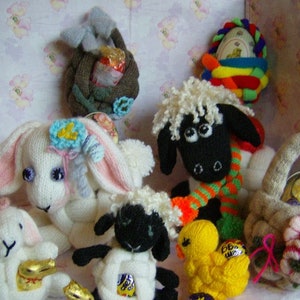 Elmer Parsnip&#39;s Easter, bunny, lamb, baskets, flowers - Soft Toy Knit Pattern