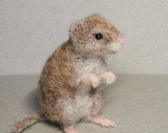 Needle Felted Vole, felt animals, realistic bank vole figurine, handmade mouse, soft sculpture, wool felt ornament