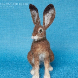 Needle Felted Hare, Felted Jack Rabbit, realistic felt animals, wool felt brown hare, jackrabbit needle felt ornament, soft sculpture