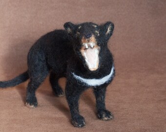 Needle Felted Tasmanian Devil, needle felted animal, realistic fibre art figurine, Australian wildlife ornament