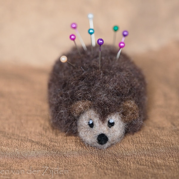 Needle Felted Hedgehog Pin Cushion - needle felt animal pincushion, sewing accessory gift, woolen animal