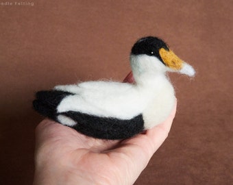 Needle Felted Eider Duck, needle felted duck ornament, handmade eider figurine, bird watcher gift, felted animal