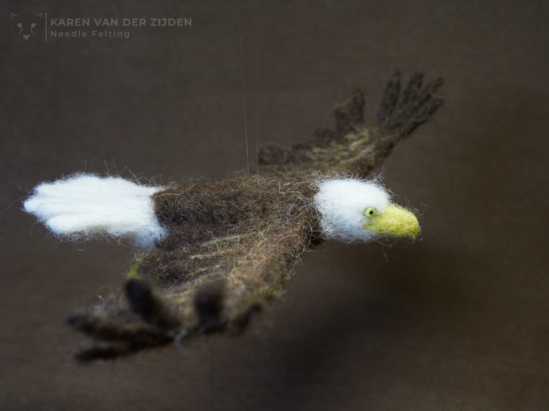 Needle Felted Eagle Realistic Bird Mobile American Bald Etsy