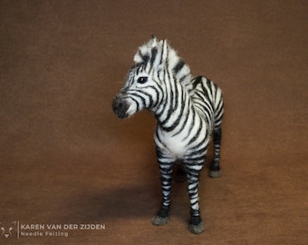 Needle Felted Zebra, animal ornament, handmade realistic figurine of an African Safari animal, fibre art sculpture