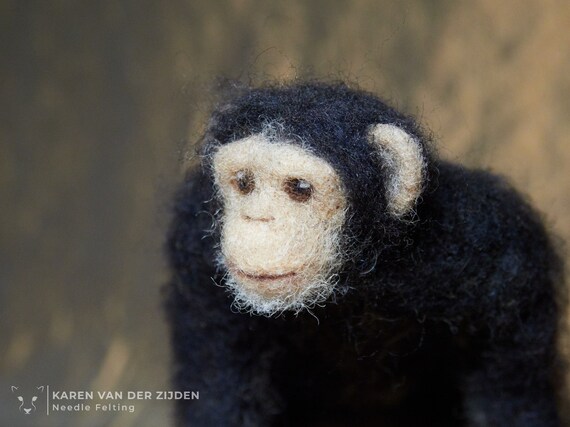 Needle Felted Chimpanzee Wool Felt Animal Needle Felt - Etsy Needle Felted Chimpanzee Wool Felt Animal Needle Felt - Etsy