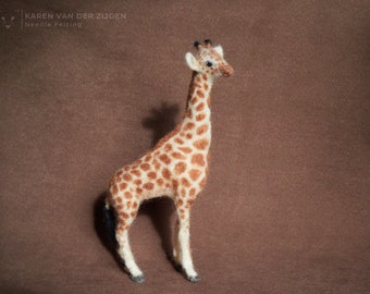 Needle Felted Giraffe - needle felt African animal sculpture, realistic felt giraffe, safari art
