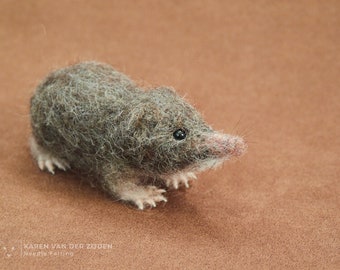 Needle Felted Shrew, felt animals, realistic shrew figurine, handmade soft sculpture, wool felt ornament