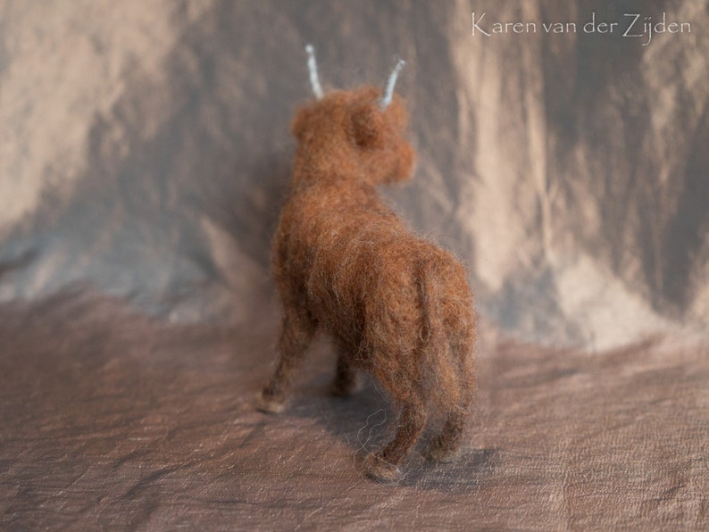 Needle Felted Highland Cow woolfelt cow coo ornament realistic cow