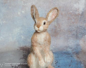 Needle Felted Rabbit Figurine - Eco-Friendly Wool Woodland Animal Decor - Bunny Sculpture Gift