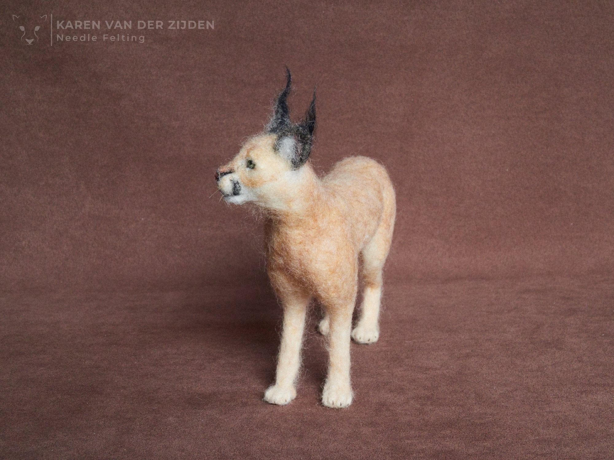 CARACAL Needle Felted Collectible Realistic Animals Handmade -  Norway