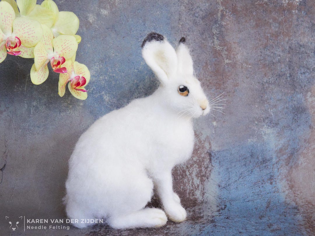 Needle Felted Arctic Hare • Realistic Wool Animal Sculpture • Handmade ...
