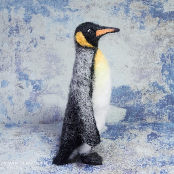 Needle Felted King Penguin - realistic bird figurine, wool felt animals, Antarctic wildlife - MADE TO ORDER