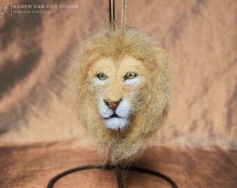 Needle Felted Lion Bauble - Christmas tree decoration, wool felt animal ornament, lion mobile