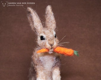 Needle Felted Rabbit, realistic felt animals, wool felt bunny rabbit figurine, needle felt ornament, soft sculpture