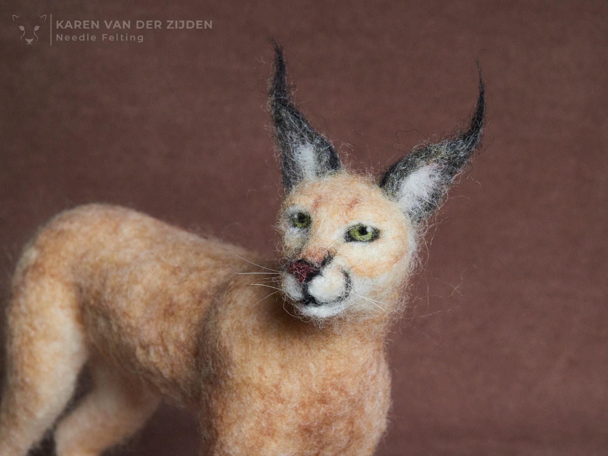 CARACAL Needle Felted Collectible Realistic Animals Handmade -  Norway