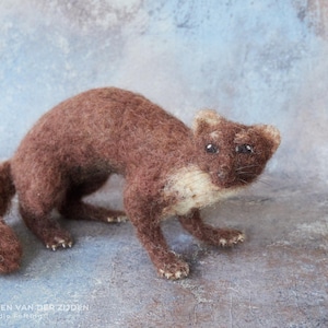 Needle Felted Pine Marten | Realistic Handmade Wool Felt Animal Figurine | Scottish Highlands Wildlife Gift
