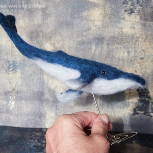 Needle Felted Humpback Whale - realistic felted whale ornament, felt animal on a stand, sea life home decor