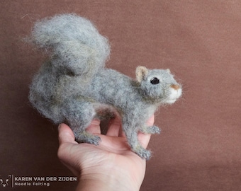 Needle Felted Squirrel • Handmade Wool Animal Sculpture • Realistic Woodland Decor • Collectible Felt Animal