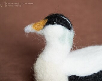 Needle Felted Eider Duck, needle felted duck ornament, handmade eider figurine, bird watcher gift, felted animal